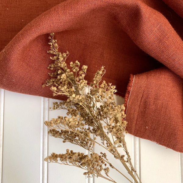 *REMNANT* Midweight Linen (Soft) - Terracotta (0.89 yards)
