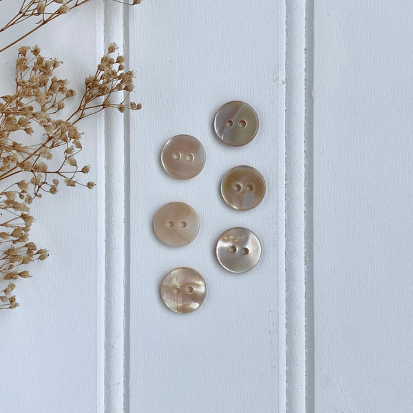 1/2" Opalescent Shell Button - Tan
