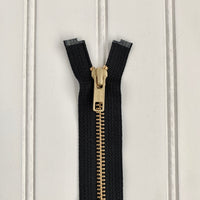YKK Metal Jacket Zipper - Black & Gold