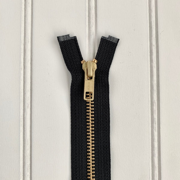 YKK Metal Jacket Zipper - Black & Gold