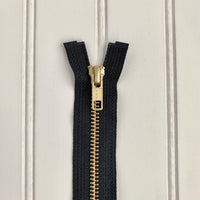YKK Metal Jacket Zipper - Charcoal & Gold