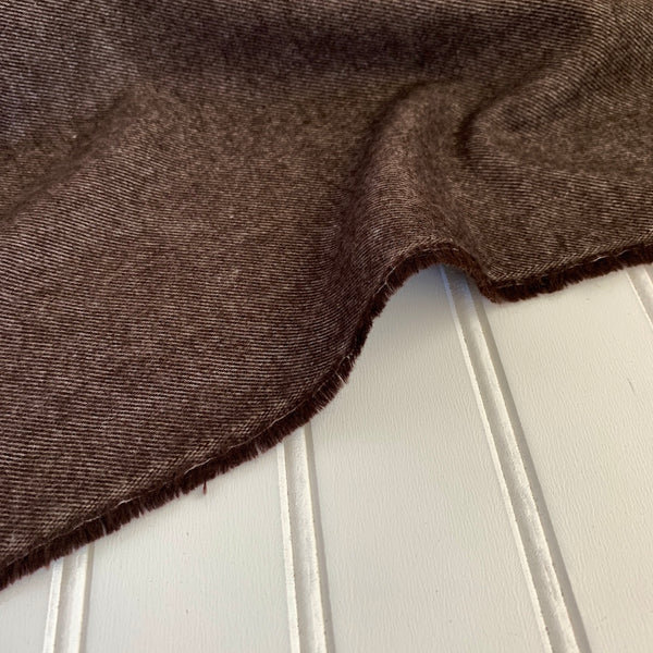 Organic Brushed Cotton Yak Wool Twill Flannel - Cocoa