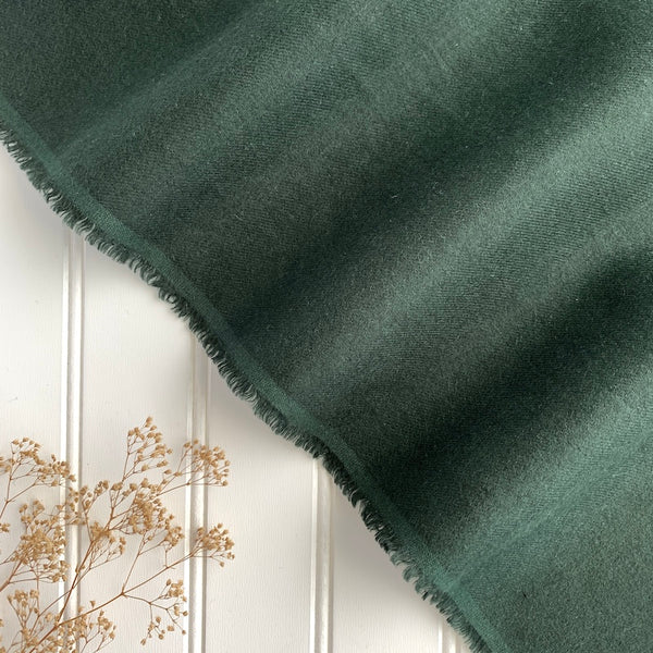 Japanese Brushed Linen Twill - Forest Green
