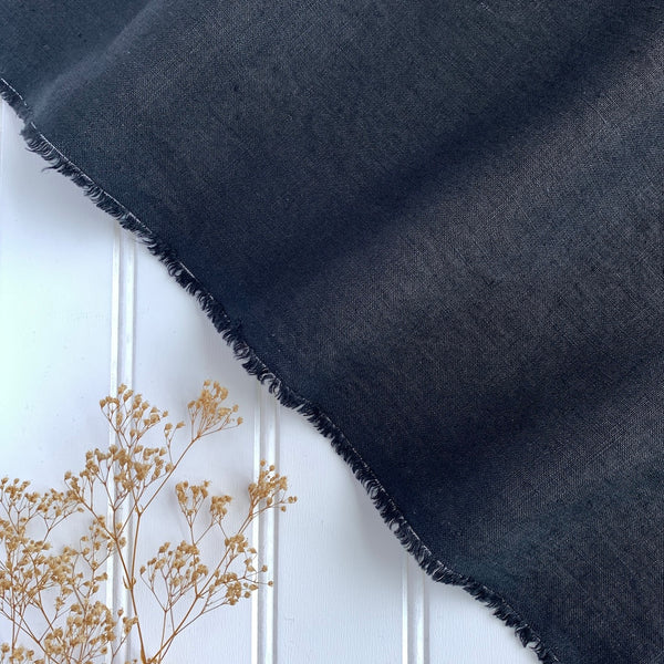 Japanese Washed Midweight Linen (Soft) - Black