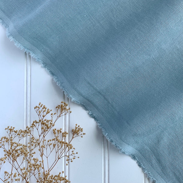 Japanese Washed Midweight Linen (Soft) - Dusty Light Blue