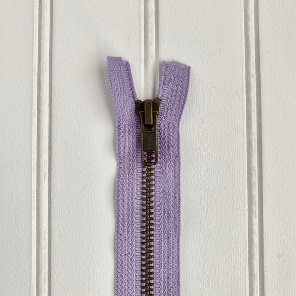 YKK Metal Jacket Zipper - Lavender & Antique Gold