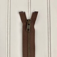 YKK Metal Jacket Zipper - Light Brown & Antique Gold