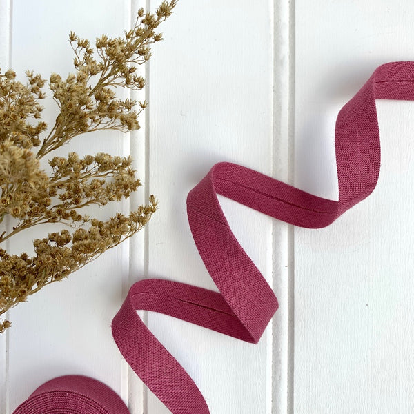 Linen Cotton Bias Tape - Mauve Raspberry