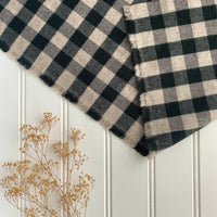 Organic Brushed Cotton Yak Wool Twill Flannel - Black Gingham