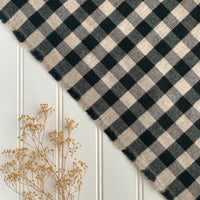 Organic Brushed Cotton Yak Wool Twill Flannel - Black Gingham