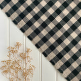 Organic Brushed Cotton Yak Wool Twill Flannel - Black Gingham