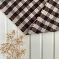 Organic Brushed Cotton Yak Wool Twill Flannel - Brown Gingham