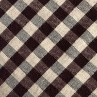 Organic Brushed Cotton Yak Wool Twill Flannel - Brown Gingham