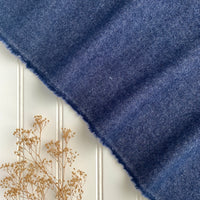 Organic Brushed Cotton Yak Wool Twill Flannel - Dark Blue Denim