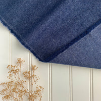 Organic Brushed Cotton Yak Wool Twill Flannel - Dark Blue Denim