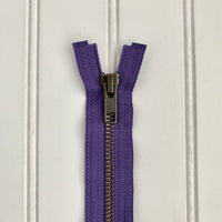 YKK Metal Jacket Zipper - Purple & Antique Gold