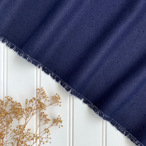 Raw Silk Noil - Navy