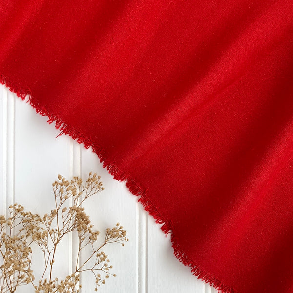Raw Silk Noil - Ruby Red