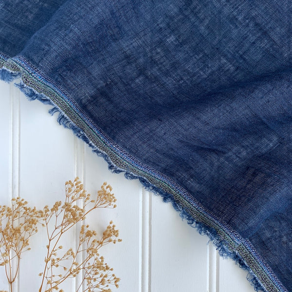 Softened Linen Gauze - Navy Blue