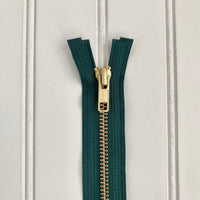 YKK Metal Jacket Zipper - Spruce & Gold