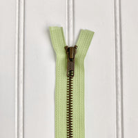YKK Metal Jacket Zipper - Lime Green & Antique Gold