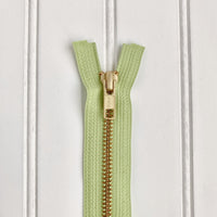 YKK Metal Jacket Zipper - Lime Green & Gold