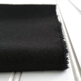 close-up of folded black raw silk noil