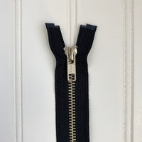 YKK Metal Jacket Zipper - Black & Silver
