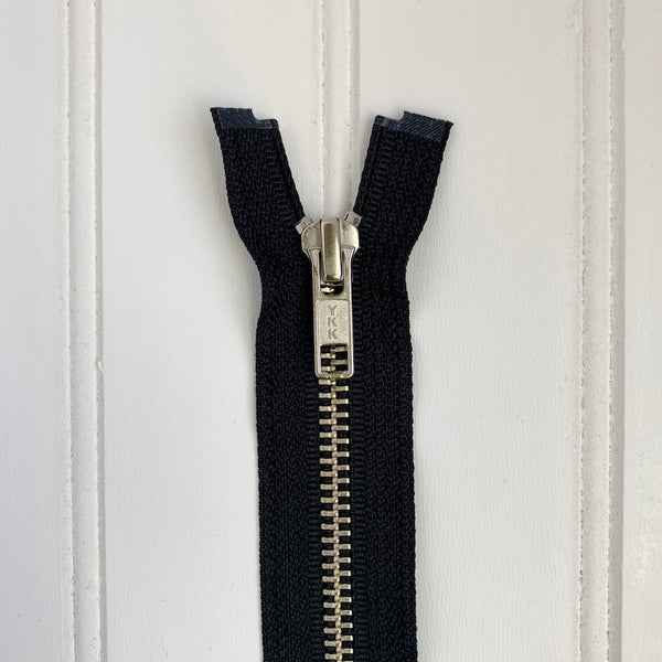 YKK Metal Jacket Zipper - Black & Silver