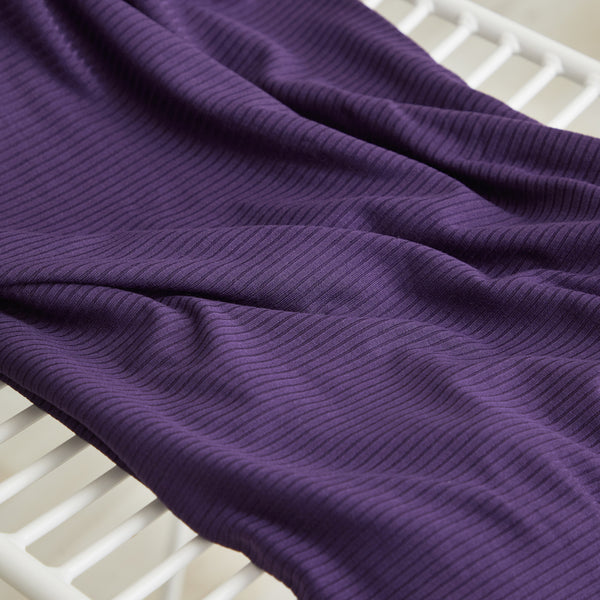 TENCEL™ Modal Derby Ribbed Jersey - Eggplant Purple
