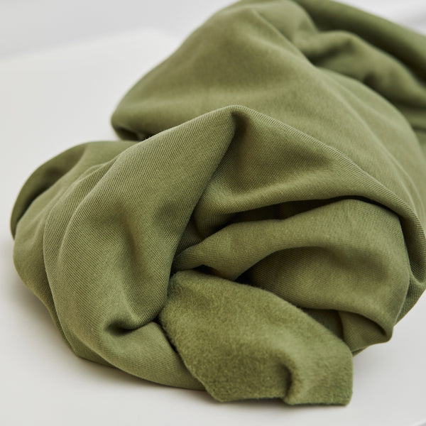 Organic Basic Brushed Sweatshirt Fleece - Olive Green