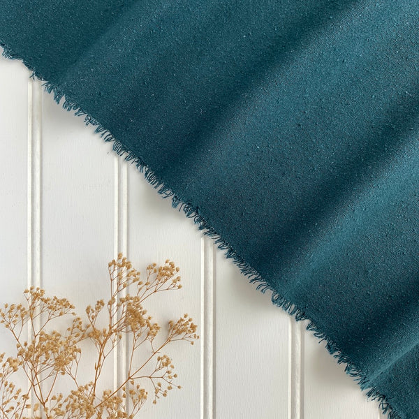 Raw Silk Noil - Canard Blue